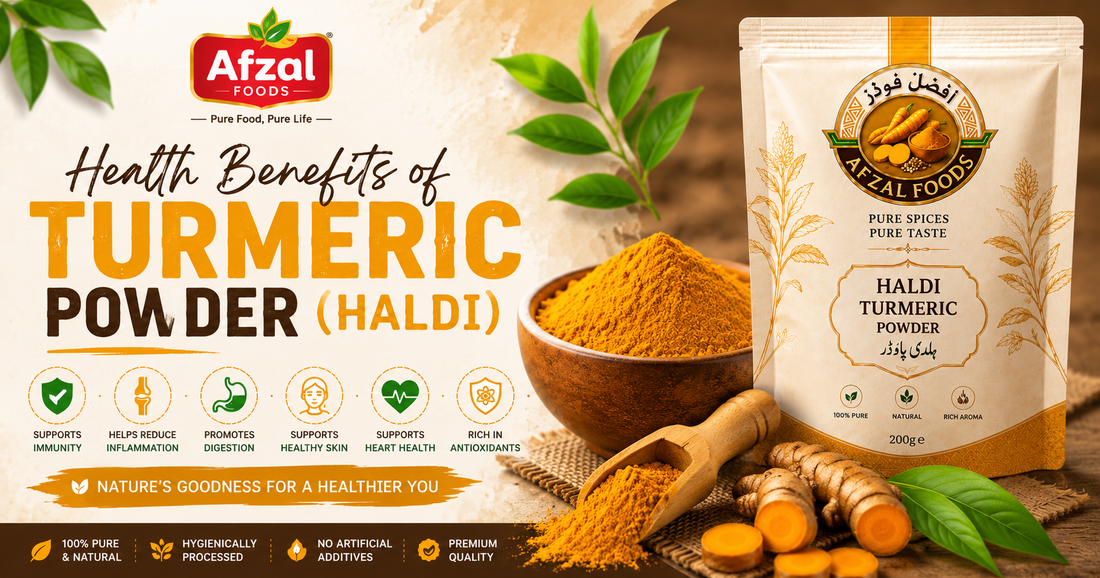 Pure Turmeric Powder (Haldi) with natural health benefits by Afzal Foods