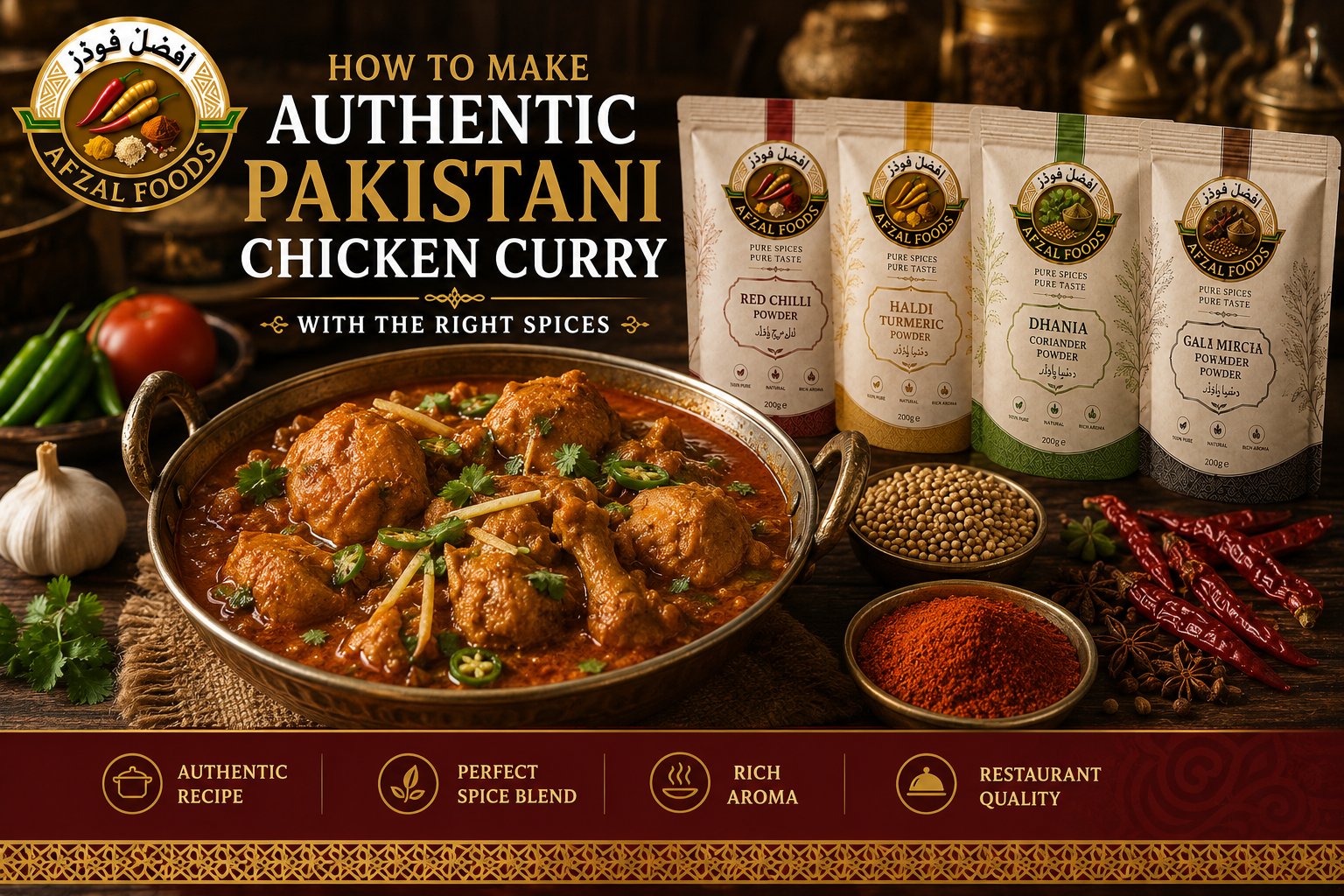     Homemade Pakistani Chicken Curry with Garam Masala and premium spices by Afzal Foods